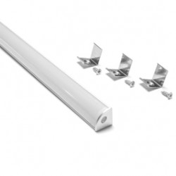 
                                        Profil banda LED Arelux, de colt, aparent, cu dispersor, capete si cleme de fixare, 2050 mm, set                                    