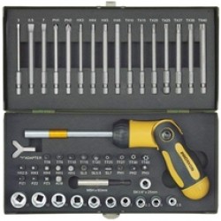 Proxxon  23104 - Set capete de insurubare si chei tubulare, mixte, 54 bucati
