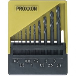 Proxxon  28874 - Set burghie metal, HSS, 0.3-3.2  mm, tija cilindrica, 10  bucati