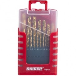 Raider  150684 - Set burghie metal, HSS-TIN, 1-10  mm, tija cilindrica, 19  bucati