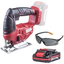 Raider  RD-JSL01 + 032130 + Topmaster - 561402 - Fierastrau pendular + Set 1 acumulator si incarcator, Li-Ion, 18 V, 2 Ah + Ochelari de protectie, lentile colorate