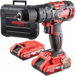 Raider  RDI-CDB02 - Masina de gaurit si insurubat cu percutie cu 2 acumulatori, Li-Ion, 20 V, 2 Ah, 62 Nm, motor fara perii, valiza plastic