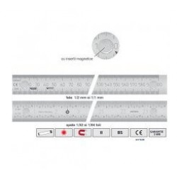 
                            Rigla din otel inoxidabil, cu insertii magnetice 300 / 12 mm / inch 1026433030                        