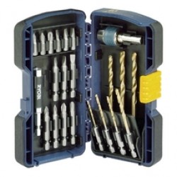Ryobi  RTC0022B - Set accesorii insurubare si burghie mixte, 22 bucati