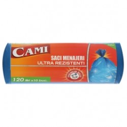 
                                        Saci menajeri / gunoi Cami, ultra rezistenti, albastru, 120L, 10 buc                                    