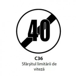 Sfârşitul limitării de viteză, 40km, Indicator rutier