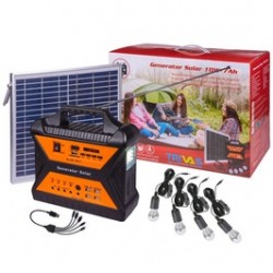 Sistem fotovoltaic 12V / 7Ah, 10W, 4 becuri LED x 3W, SD, UBS + functie Bluetooth + radio FM / AM, 4 USB 5V