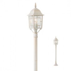 
                                        Stalp de iluminat ornamental Melton 9711, 1 x E27, H 99 cm, alb mat cu patina aurie, vintage                                    