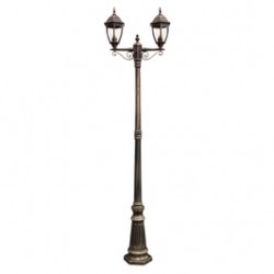
                                        Stalp de iluminat ornamental Sevilla 9609, 2 x E27, H 226 cm, negru antic cu patina aur, vintage                                    