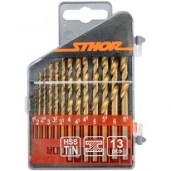 Sthor  22300 - Set burghie metal, HSS-TIN, 1.5-6.5  mm, tija cilindrica, 13  bucati