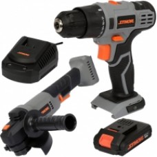 Sthor  78097 - Masina de gaurit si insurubat cu percutie, 26 Nm + Polizor unghiular, 125 mm + Acumulator, Li-Ion, 20 V, 2 Ah + Incarcator