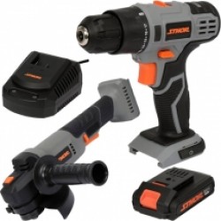 Sthor  78097 - Masina de gaurit si insurubat cu percutie, 26 Nm + Polizor unghiular, 125 mm + Acumulator, Li-Ion, 20 V, 2 Ah + Incarcator