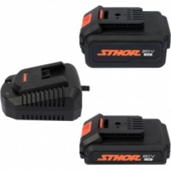 Sthor  78262 - Set 2 acumulatori si incarcator, Li-Ion, 20 V, 2/4 Ah