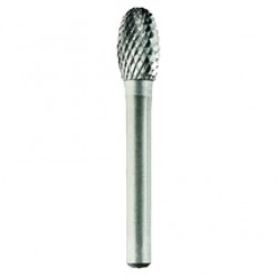 Tivoly  1031811 - Freza cu carburi metalice,  12x20x65 mm, tija 6 mm, forma E (ovala cu cap sferic), tais dublu