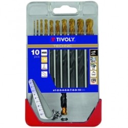 Tivoly  11453170001 - Set burghie metal, HSS-TIN, 1-10  mm, tija cilindrica, 10  bucati