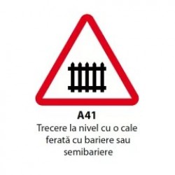 Trecere la nivel cu o cale ferată cu bariere sau semibariere, Indicator rutier