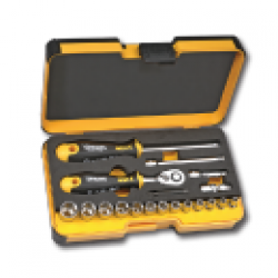  TRUSA DE SCULE 1/4”CU ANTRENOR ERGONIC CU CLICHET REVERSIBIL - R-GO 19 - 19 PIESE