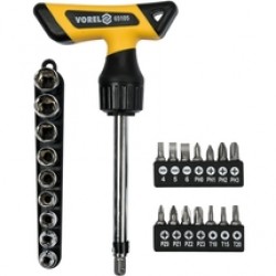 Vorel  65105 - Set capete de insurubare si chei tubulare, mixt, 25 bucati