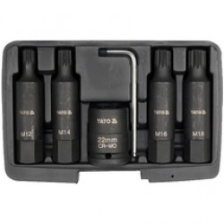 Yato  YT-1157 - Set chei tubulare impact, M12-M18  mm, 3/4 inch, 6 bucati