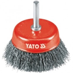 Yato  YT-4751 - Perie oala, 75x-  mm, fir ondulat, tija cilindrica 6 mm
